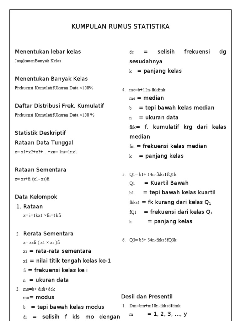 Kumpulan Rumus Statistika | PDF