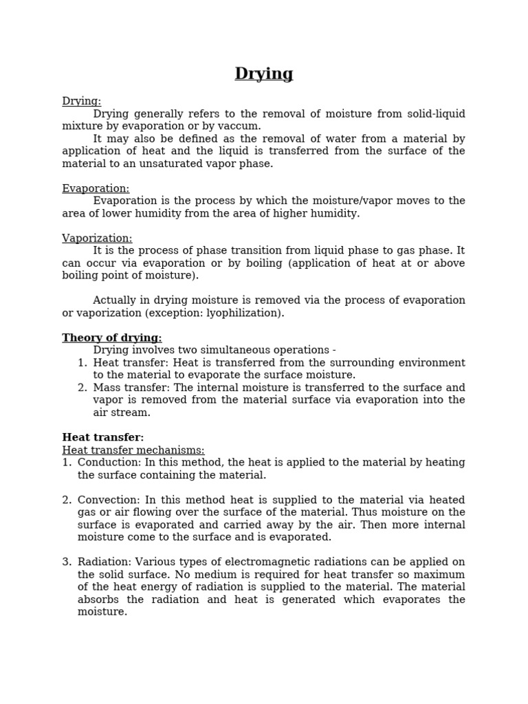 Understanding Drying Processes and Mechanisms | PDF | Evaporation ...