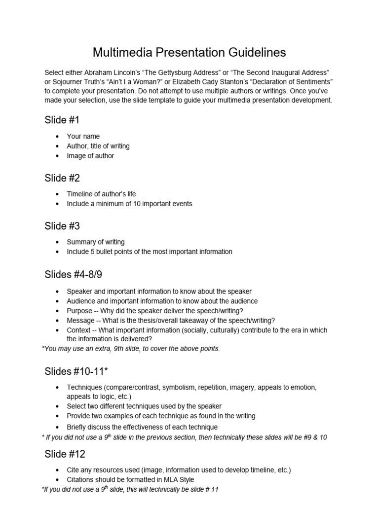 Multimedia Presentation Guidelines | PDF
