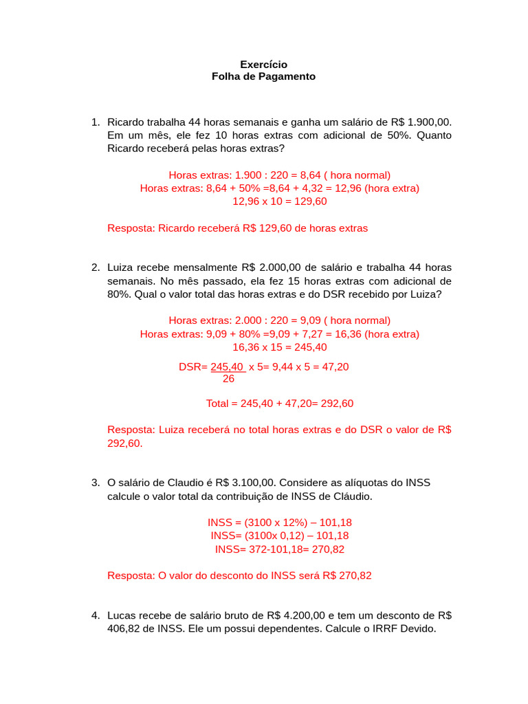 Photo inspiration: Gallery Detail: Exercício Com Resposta Pdf Hora Extra