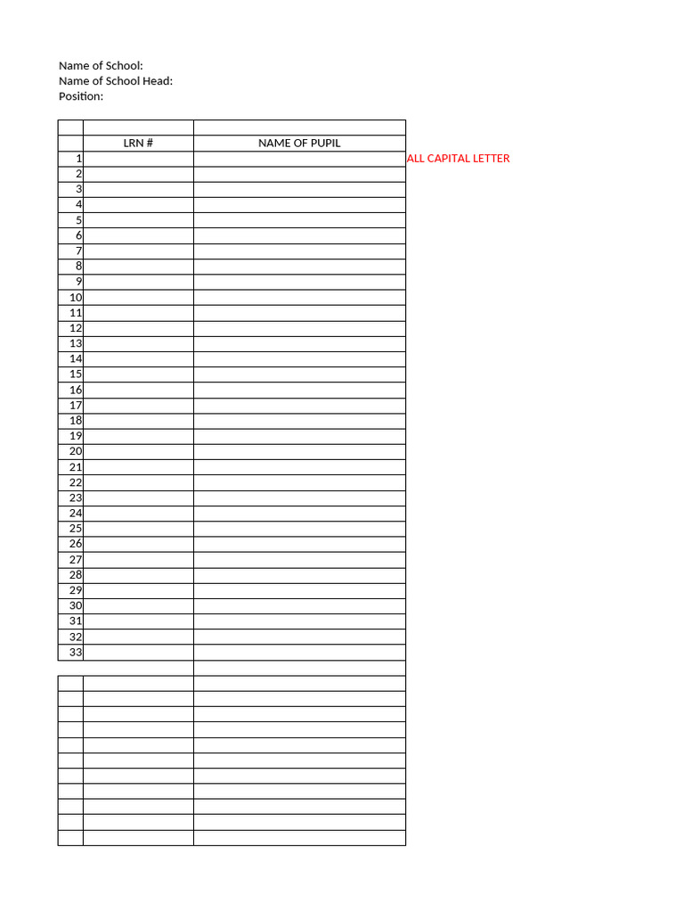 Student Information Template | PDF