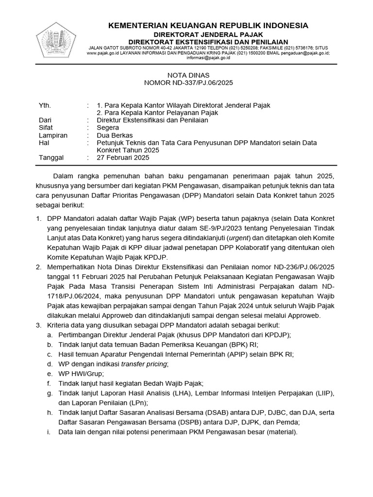 Petunjuk Penyusunan DPP Mandatori 2025 | PDF