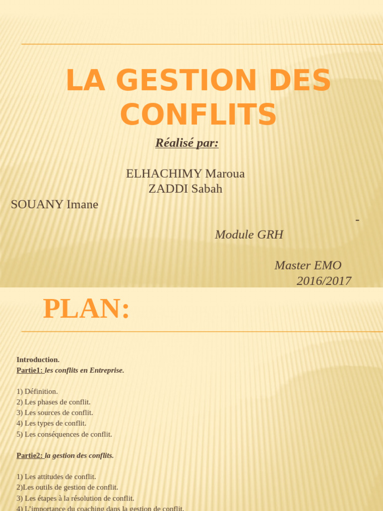 Gestion des Conflits en Entreprise | PDF | Résolution de conflit ...