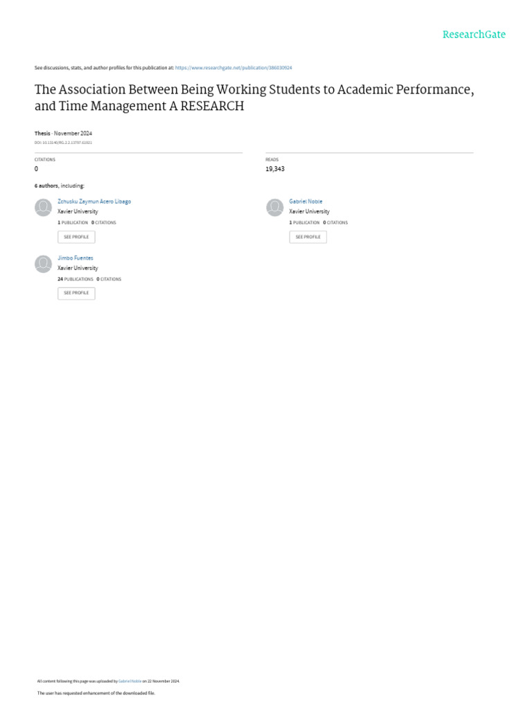 Impact of Work on Student Performance | PDF | Survey Methodology | Goal