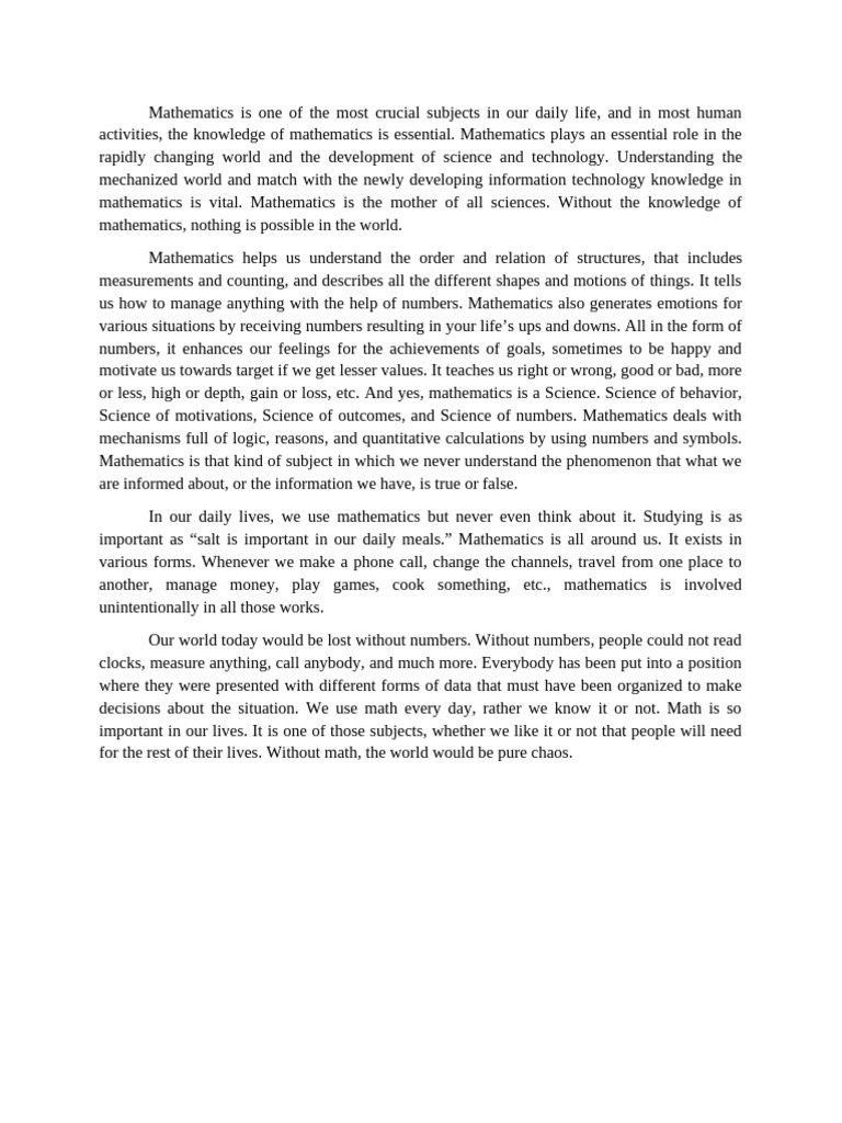 Importance of Mathematics in Daily Life | PDF