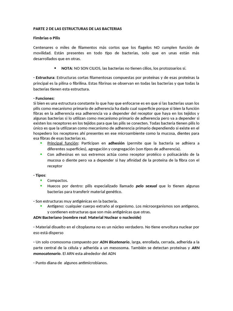 Estructuras Bacterianas y Funciones | PDF | Enzima | Las bacterias