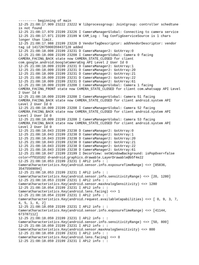 Camera Service Log Analysis | PDF | Operating System Families | Software