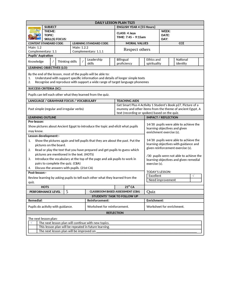 Year 4 & 3 English Lesson Plans | PDF | Lesson Plan | Vocabulary
