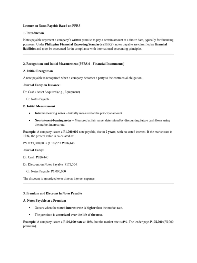 Lecture On Notes Payable Based On PFRS | PDF | Discounting | Promissory ...