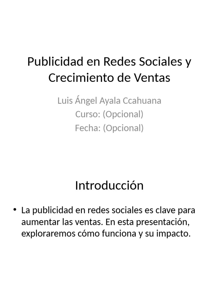 Publicidad en Redes Sociales y Ventas | PDF