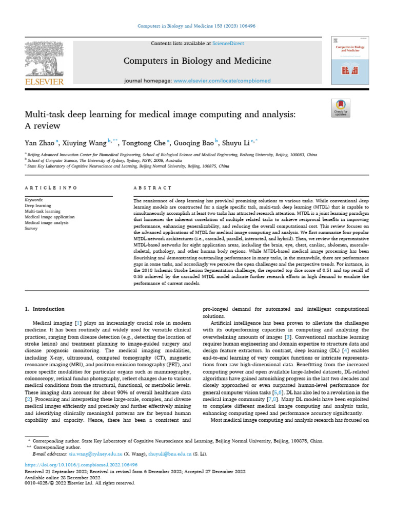 Multi-Task Deep Learning for Pelvic Imaging | PDF | Image Segmentation ...
