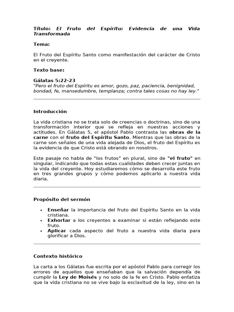 El Fruto Del Espiritu Santo 1 | PDF | Fruto Del Espiritu Santo | Amor