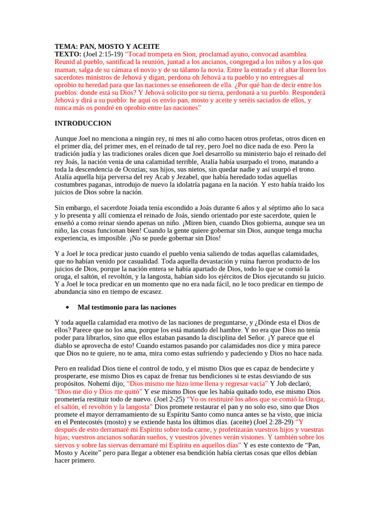 Pan, Mosto y Aceite: Llamado a la Conversión | PDF | Jacob | espíritu Santo