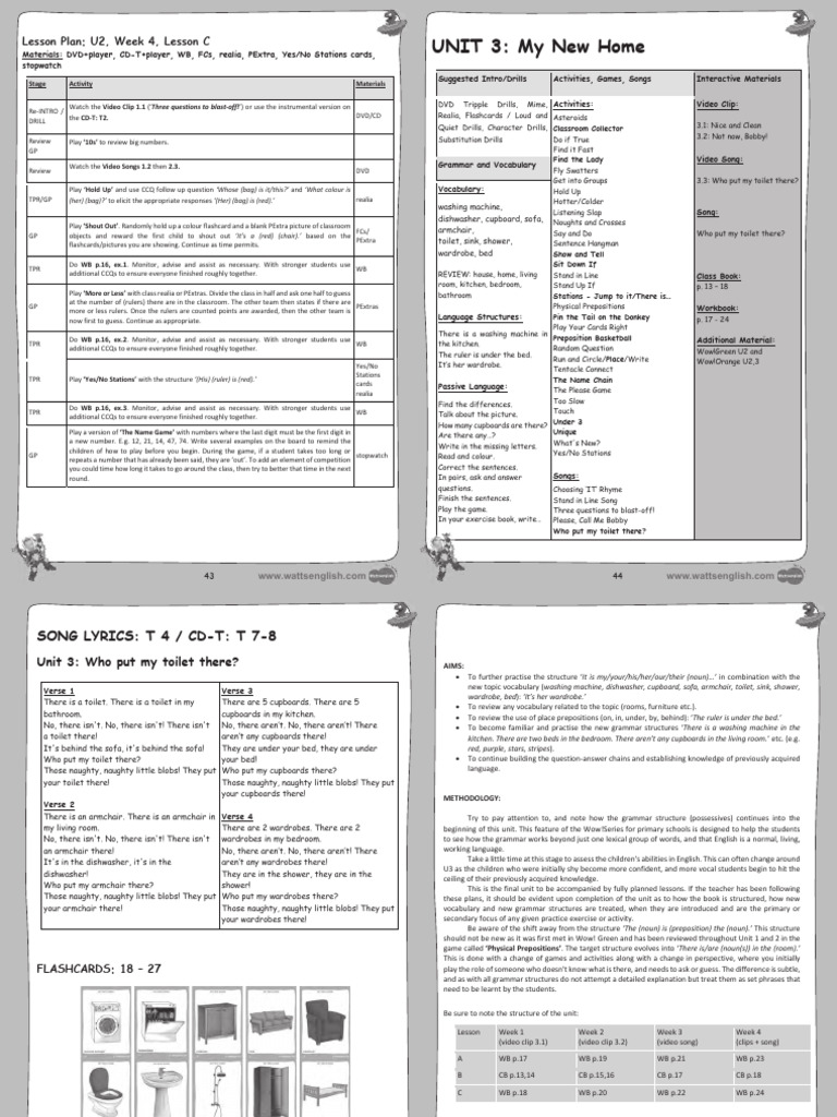 U2 Week 4 Lesson Plan Activities | PDF | English Language | Grammar