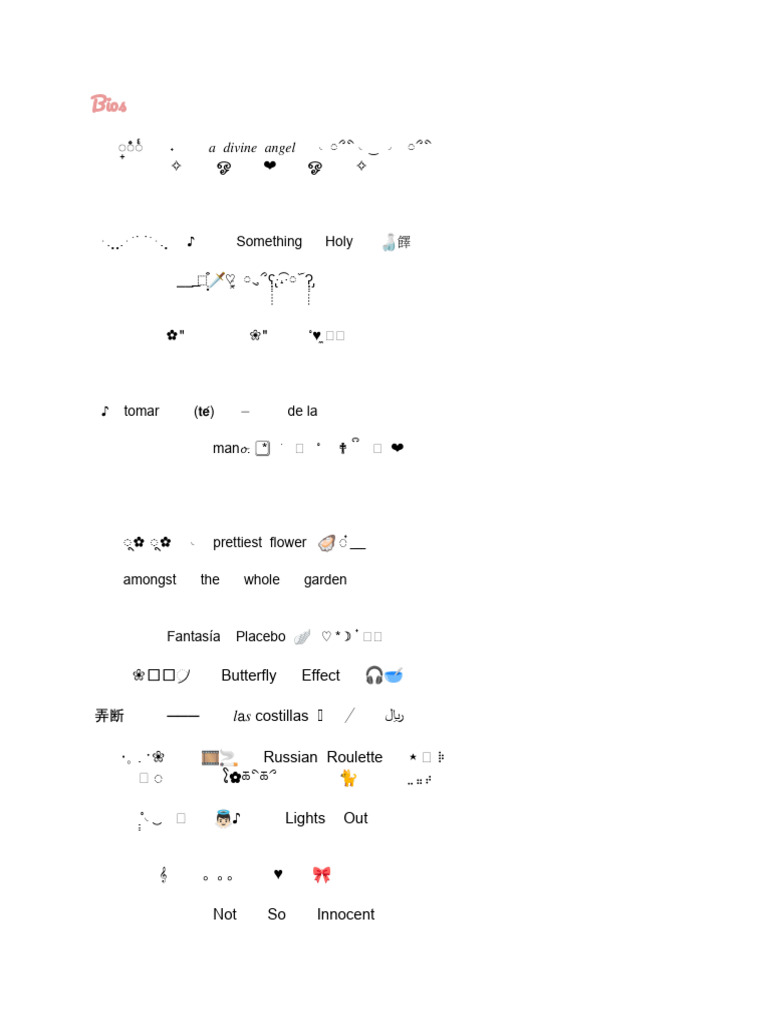 ໂ✿ཆིཆྀ ⠀Bios & simbolos ' by @diariebambi ? | PDF
