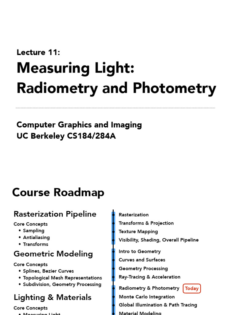 Lec 11 Radiometry | PDF | Lighting | Electromagnetic Radiation