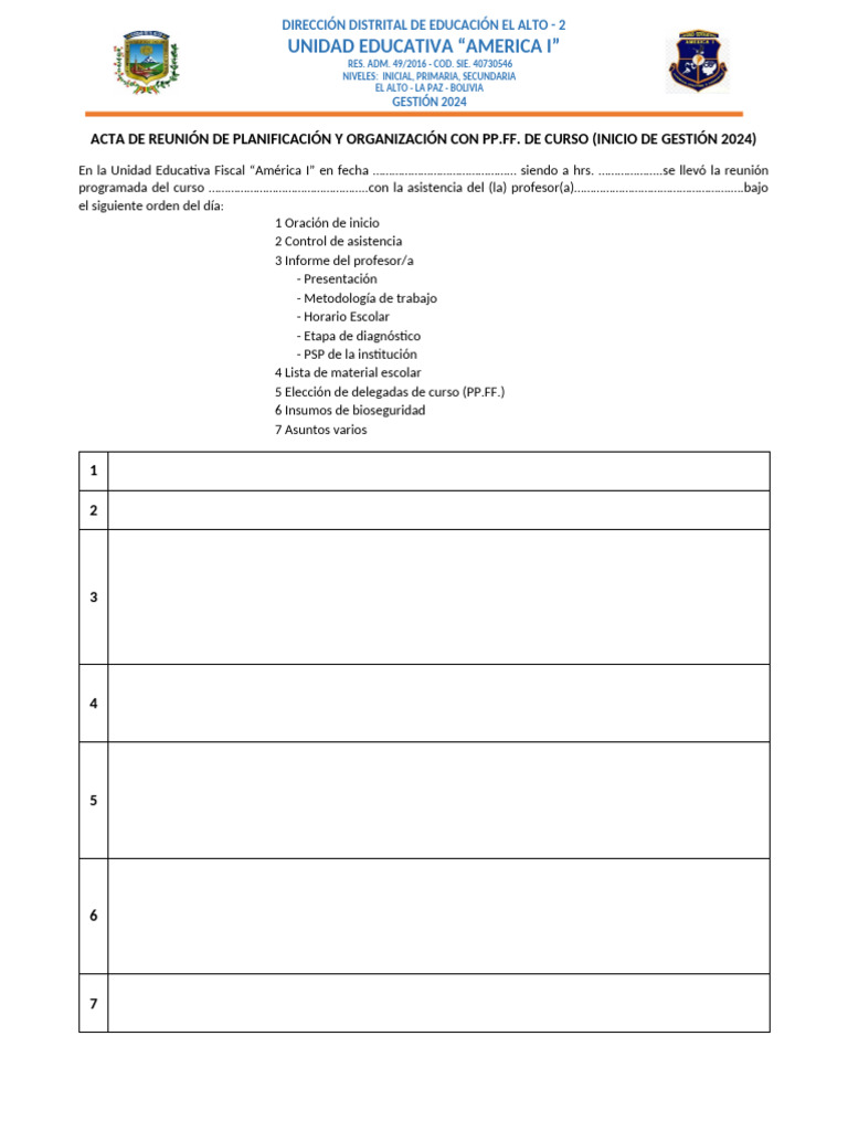 9.acta de Reunión Organización Con PP - Ff. | PDF
