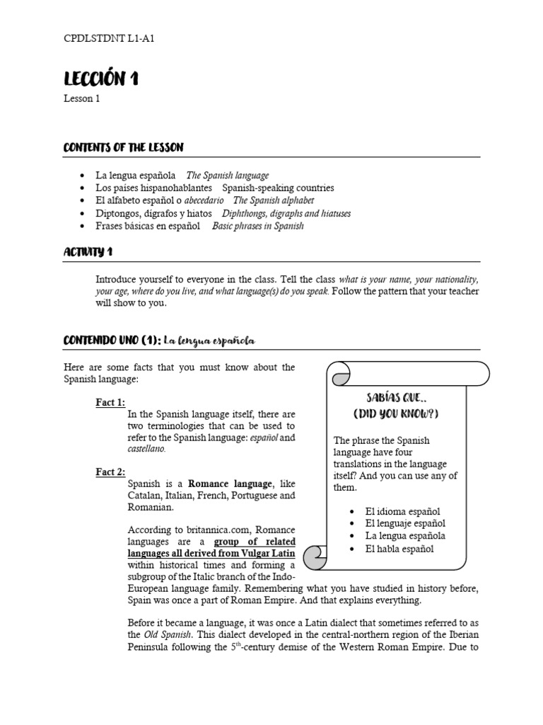 Spanish Language Basics for Beginners | PDF | Spanish Language ...