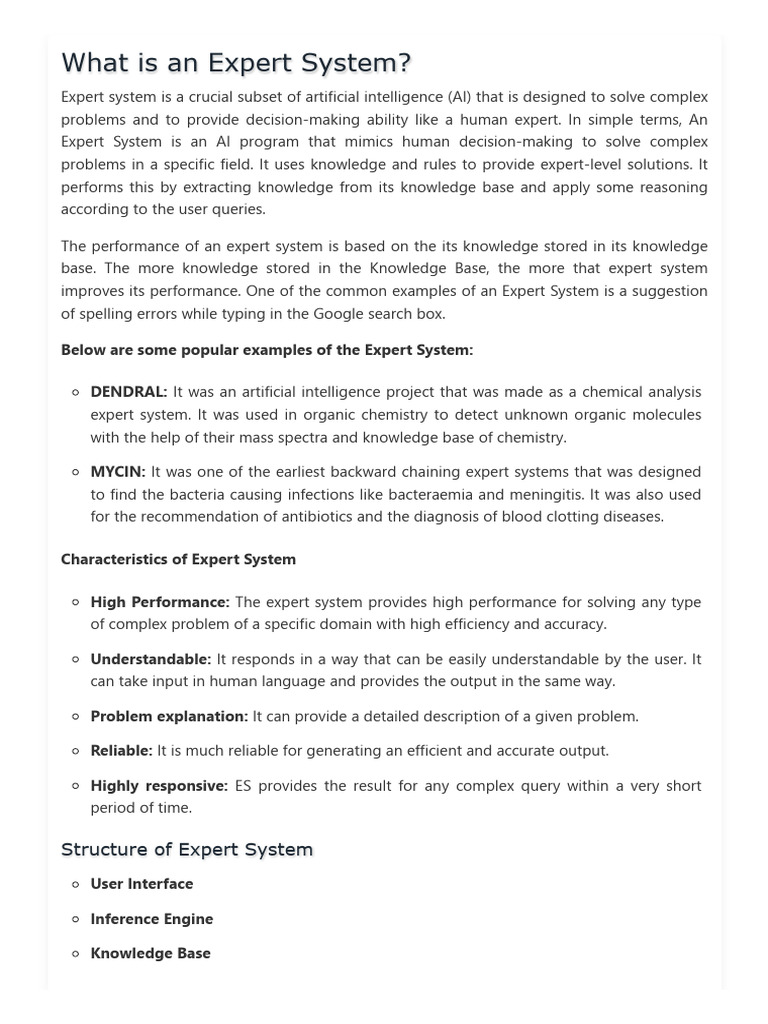 expert system | PDF | Inference | Knowledge