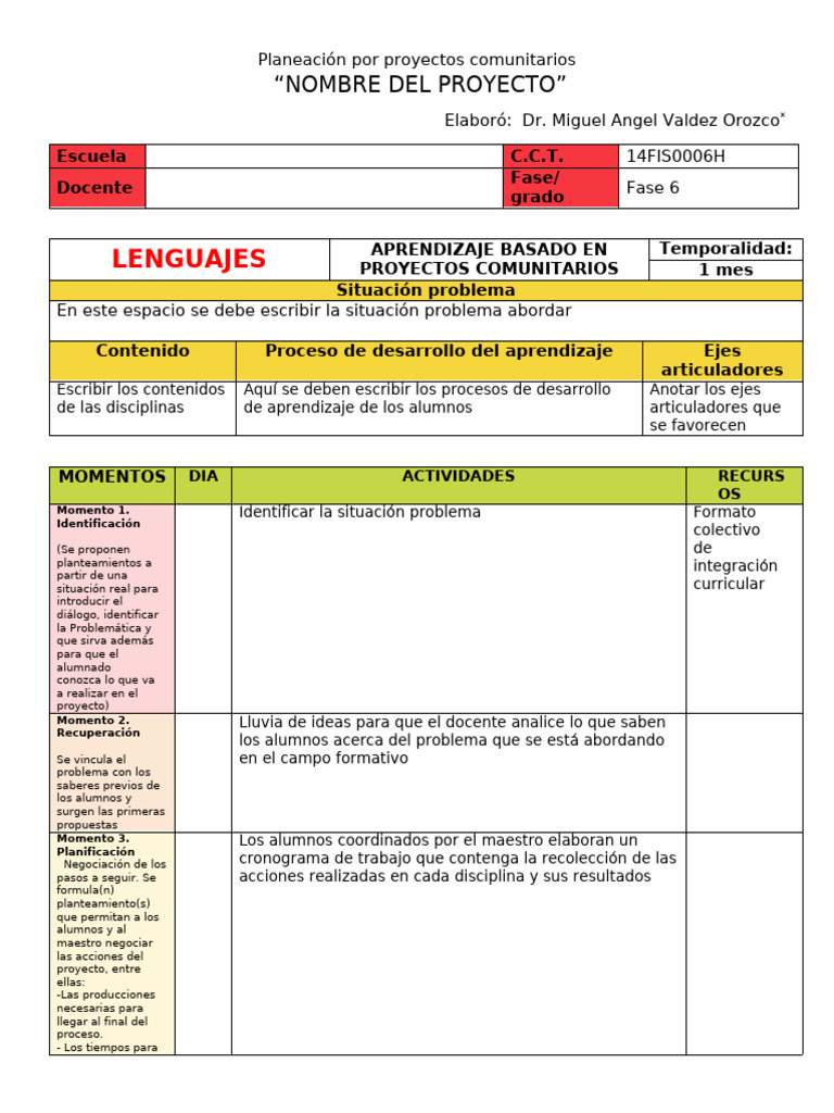Planeación de Proyectos Comunitarios | PDF | Cognición | Aprendizaje