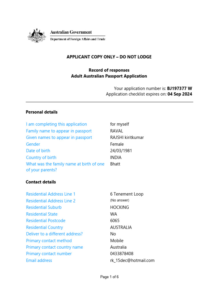 Application Summary | PDF | Passport | International Law