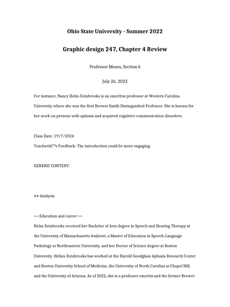 Graphic Design 247 Chapter 4 Review | PDF | Speech | Clinical Medicine