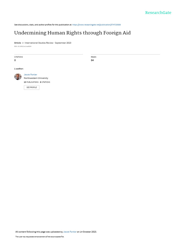 Undermining Human Rightsthrough Foreign Aid | PDF | Aids