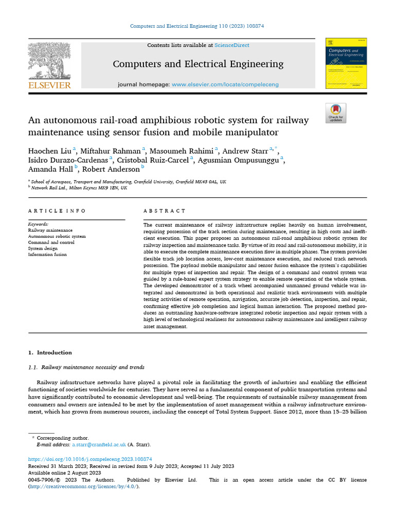 Autonomous Robotic System for Railway Maintenance | PDF | Robotics ...