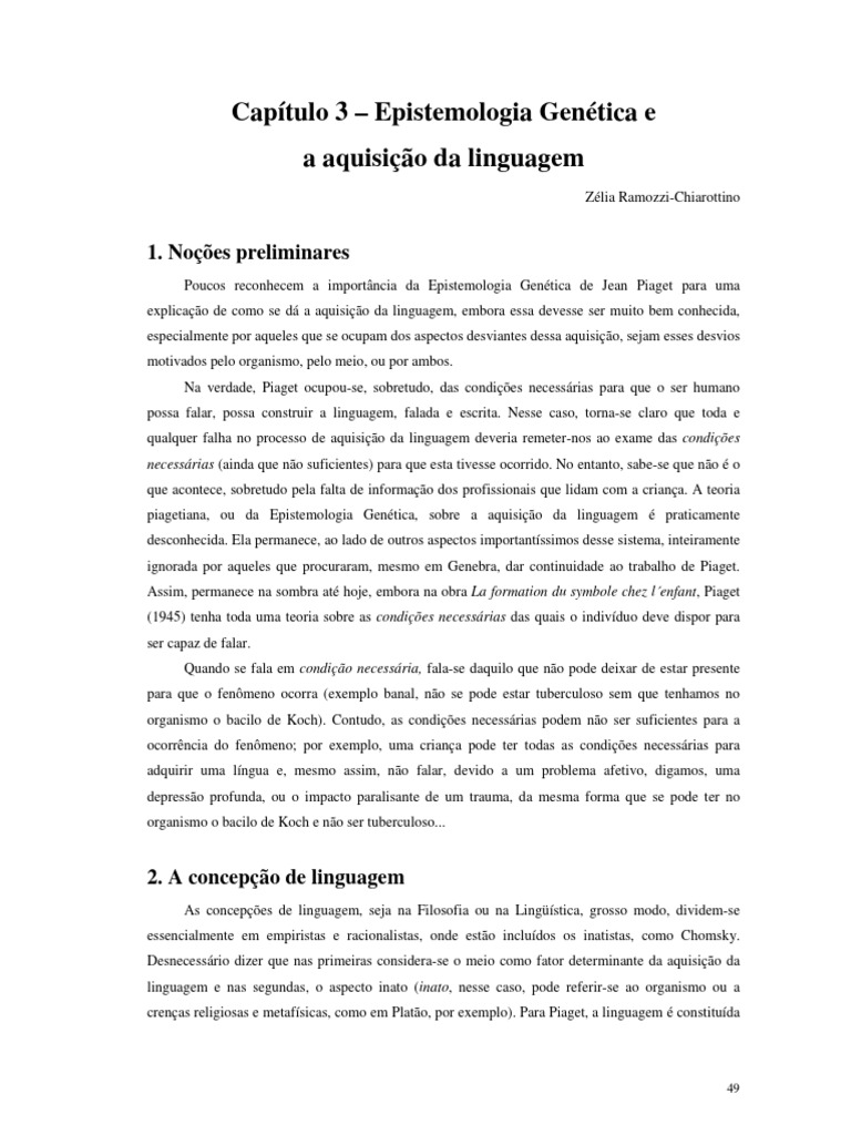 Epistemologia Genética e Linguagem | PDF | Imagem mental | Experiência