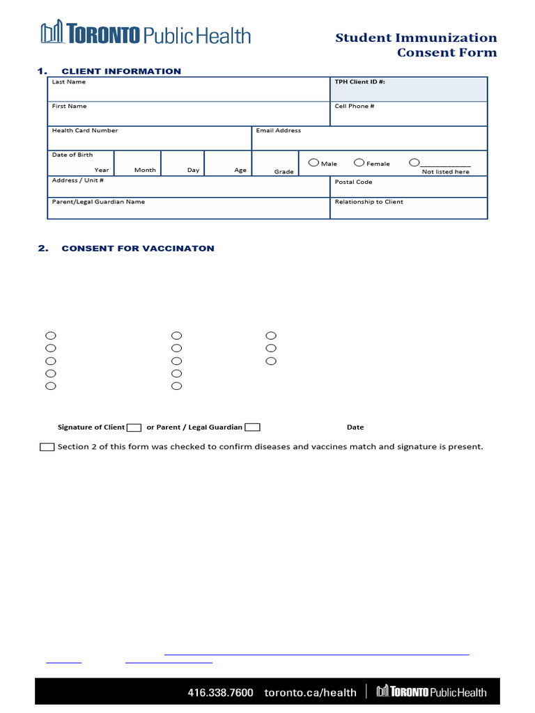Student Immunization Consent Form | PDF | Vaccines | Immunology