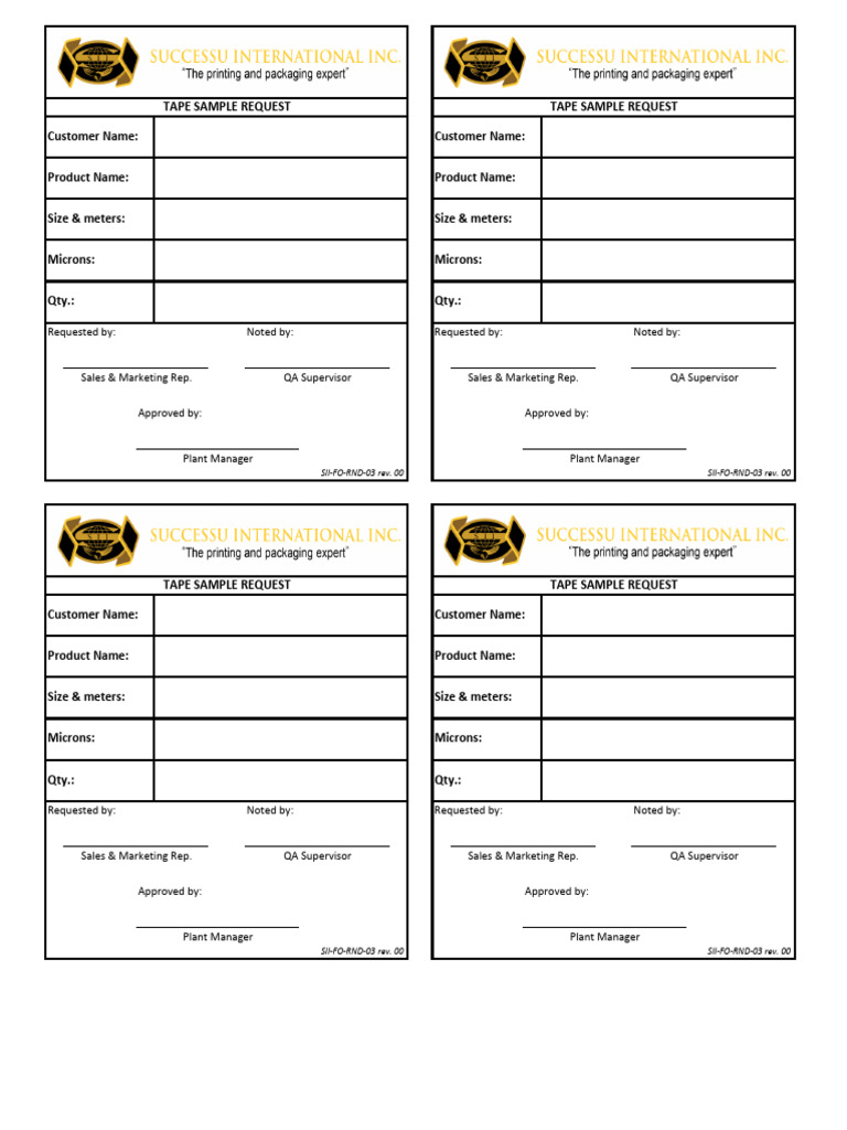 03 Tape Sample Request Form | PDF