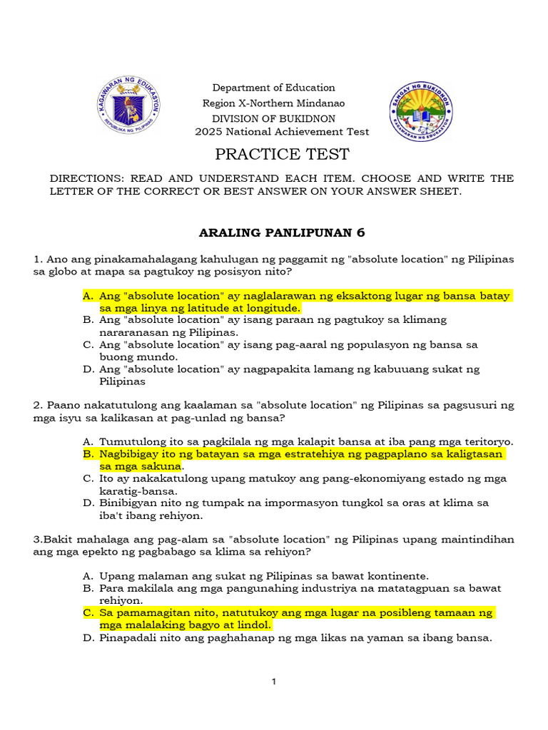 2025 Nat 6 Diagnostic Test | PDF