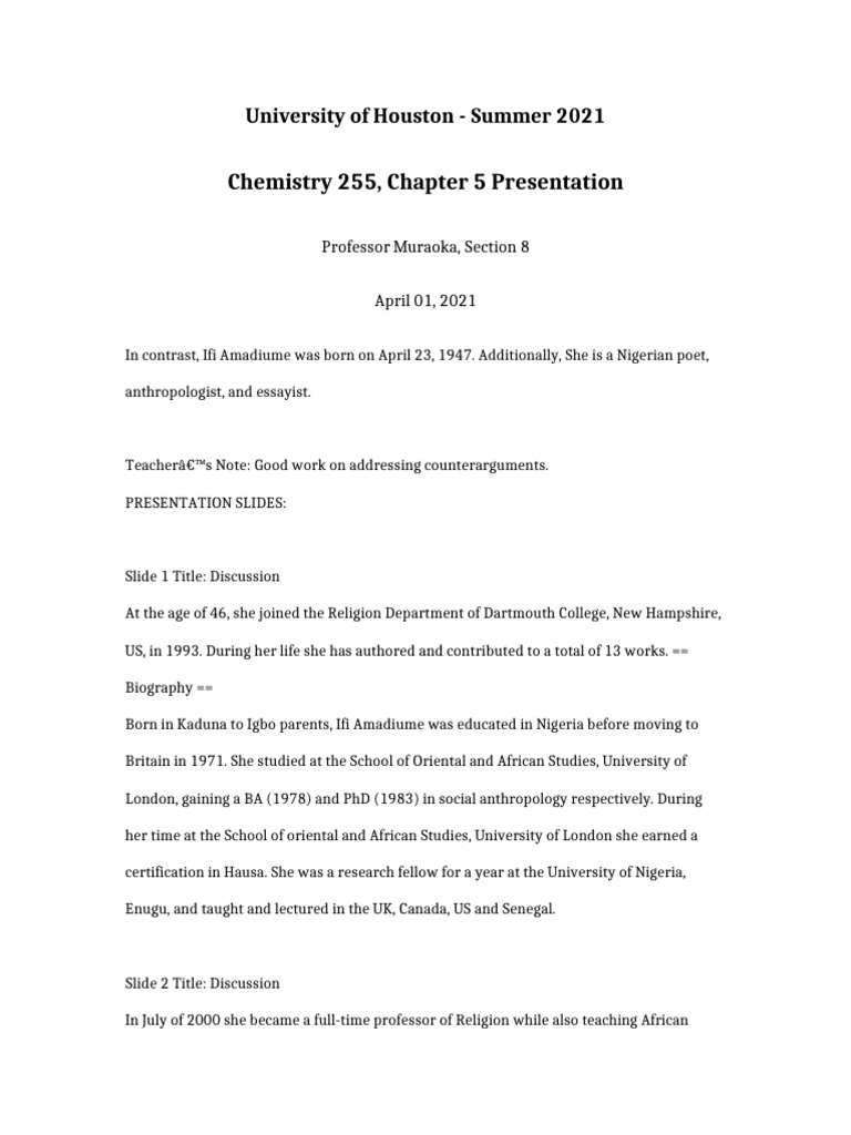 Chemistry 255 Chapter 5 Presentation | PDF | Liberal Arts Education