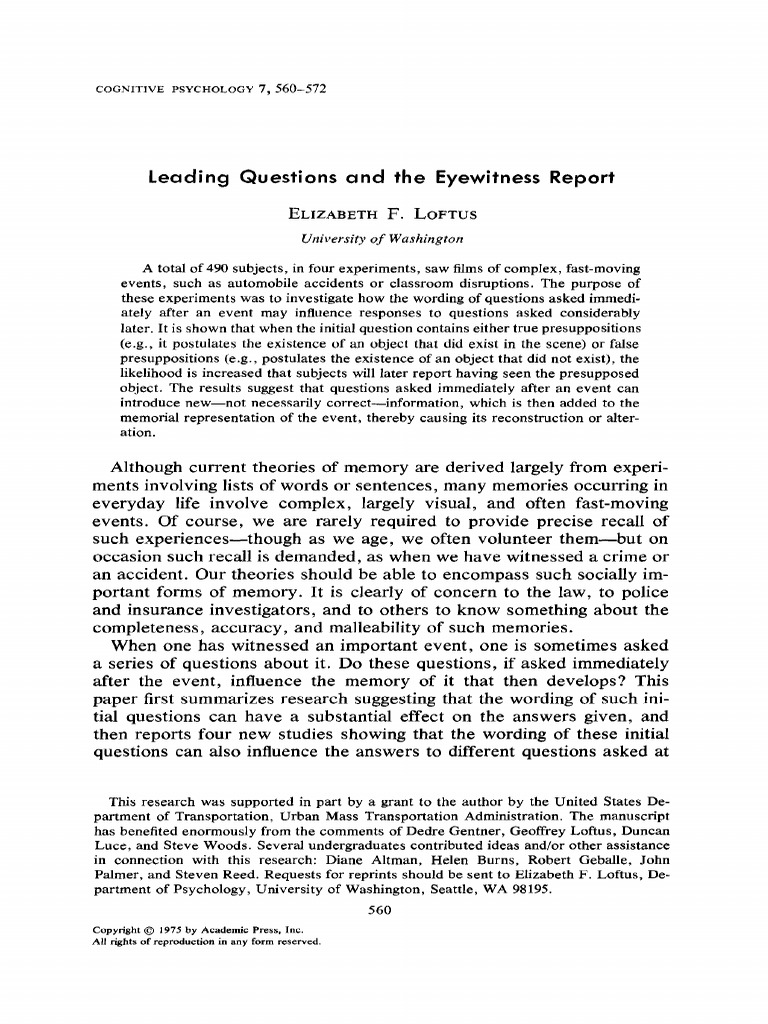 1975-Loftus | PDF | Memory | Recall (Memory)