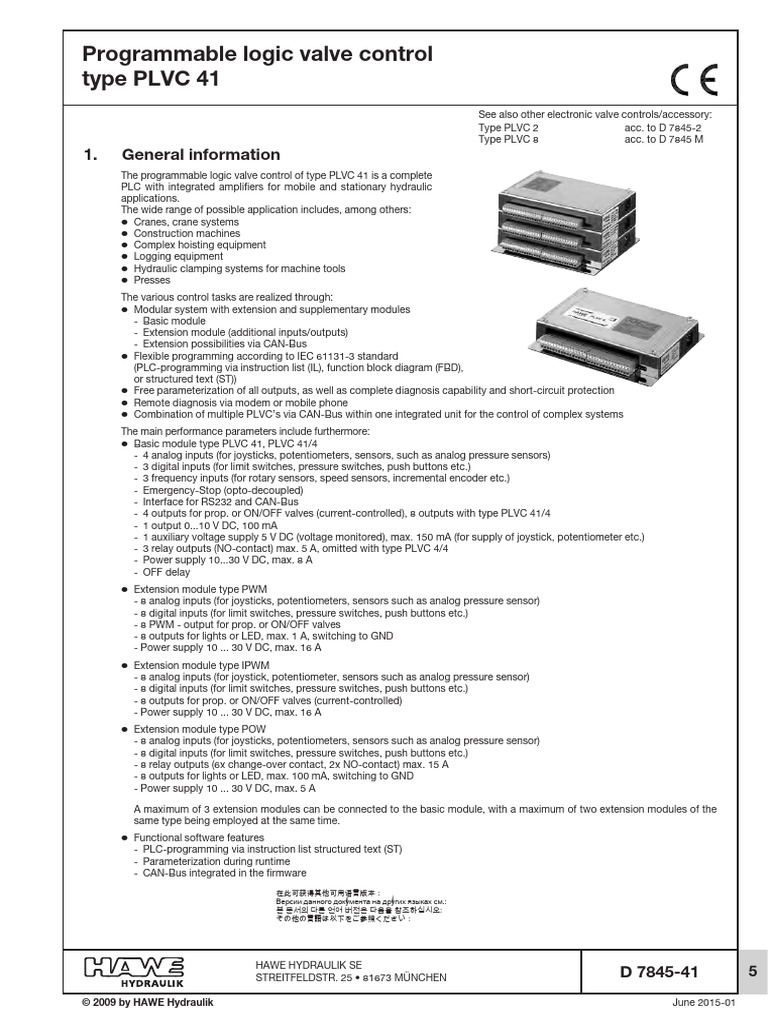PLVC 41 Programmable Logic Valve Control | PDF | Electrical Connector ...