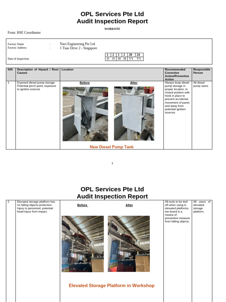 Inspection Report (Audit Material) | PDF | Safety