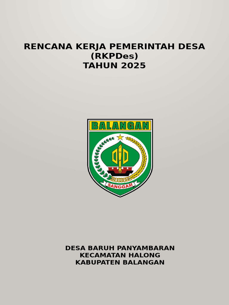 Sampul RKPDes 2025 Desa Baruh Panyambaran | PDF