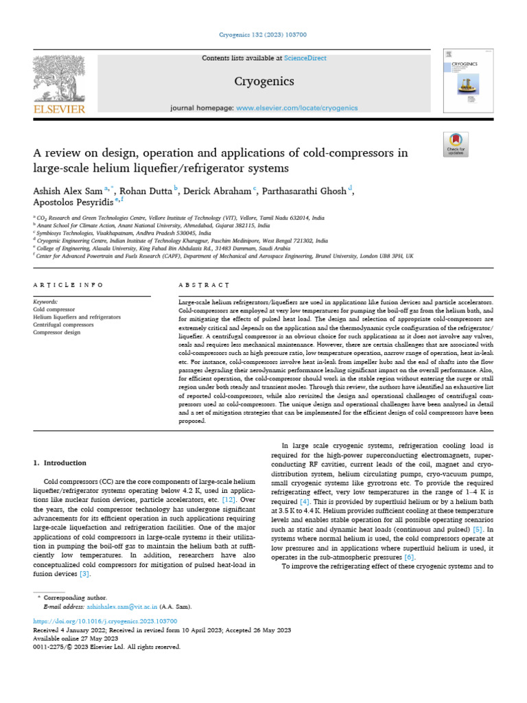 A Review On Design, Operation and Applications of Cold-Compressors in ...