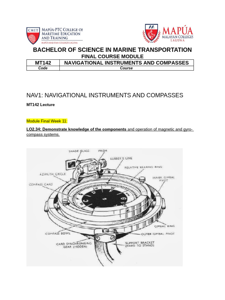 Navigational Instruments & Compass Course | PDF | Compass | Gyroscope