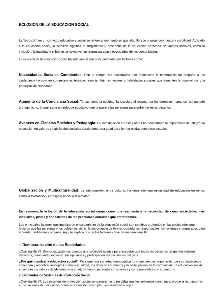 Eclosión de la Educación Social Actual | PDF | Igualdad social | Sociedad