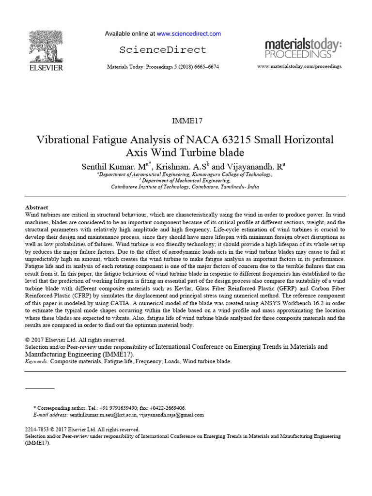 Fatigue Analysis of NACA 63215 Blade | PDF | Wind Turbine | Deformation ...