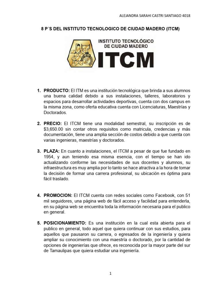 Análisis de la Oferta del ITCM | PDF