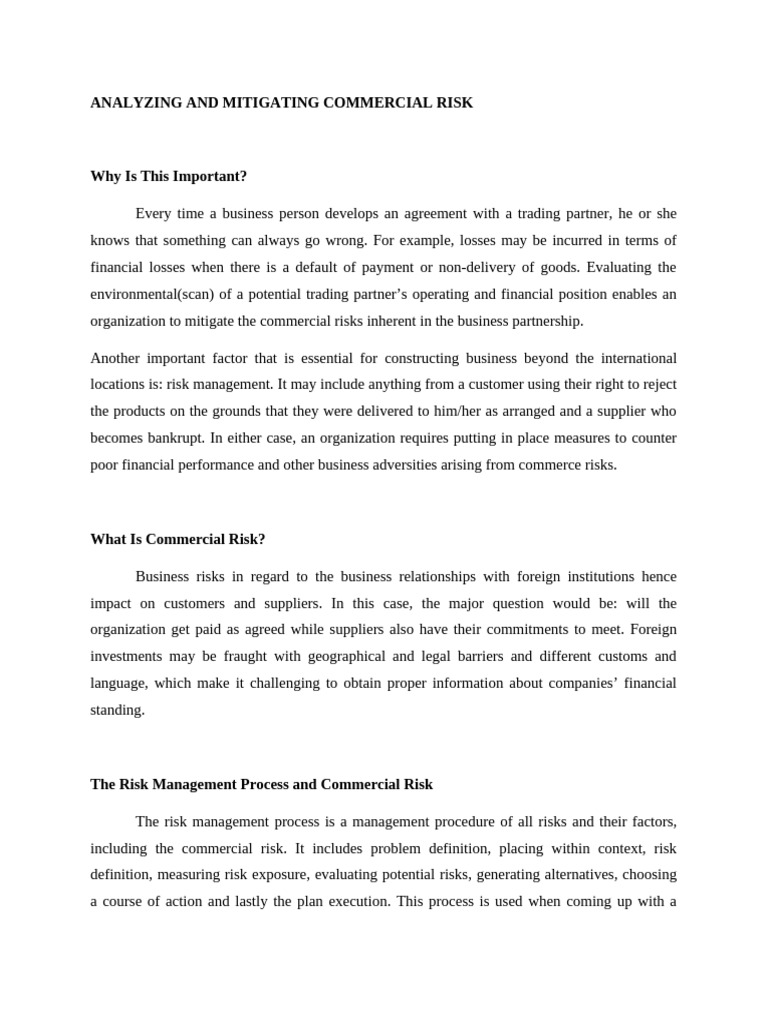 Analyzing and Mitigating Commercial Risk | PDF | Risk | Risk Management