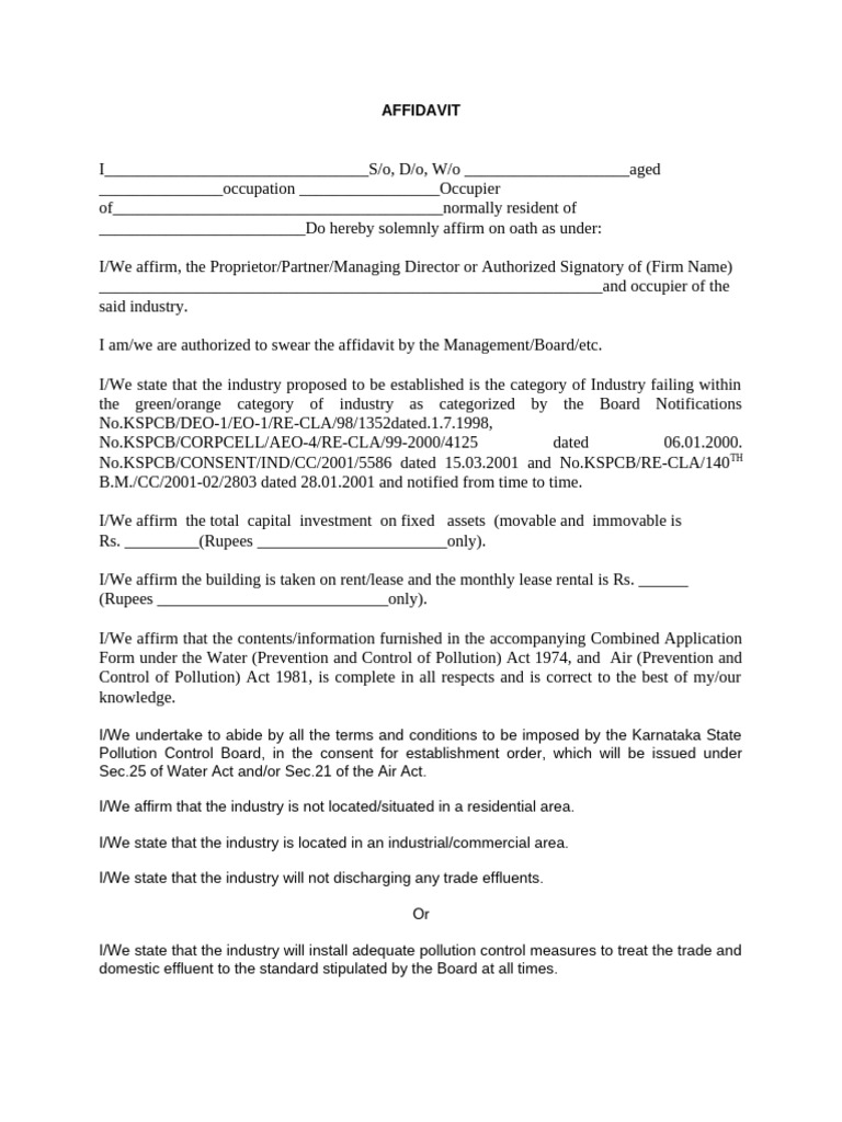 AFFIDAVIT & Checklist Format For OG | PDF | Affidavit