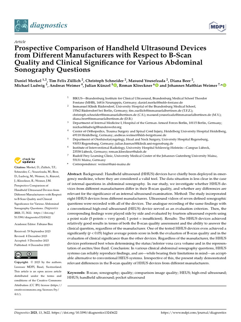 Prospective Comparison of Handheld Ultrasound Devices | PDF | Medical ...