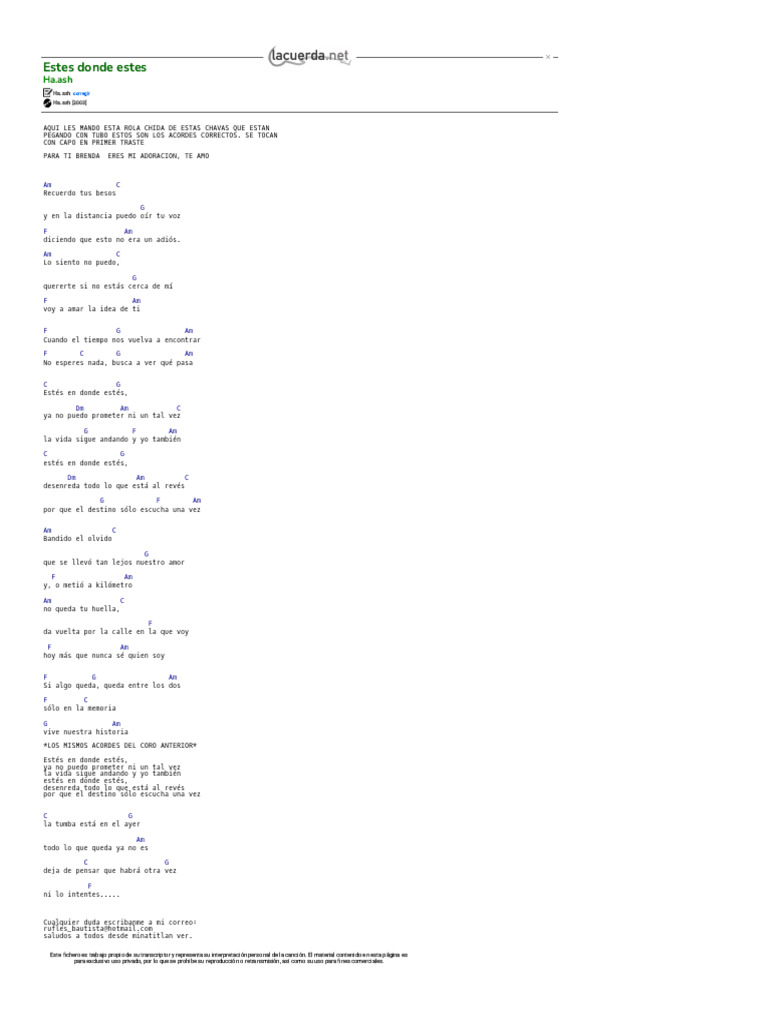 Acordes y letra de 