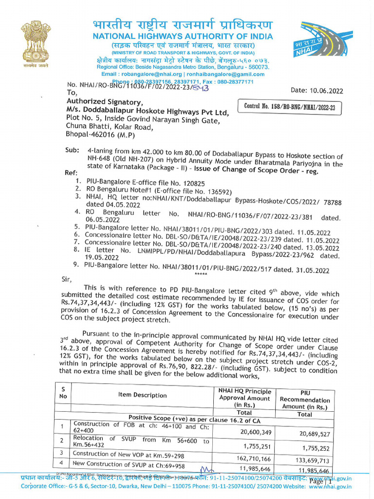 843 - Issue of Change of Scope Order | PDF
