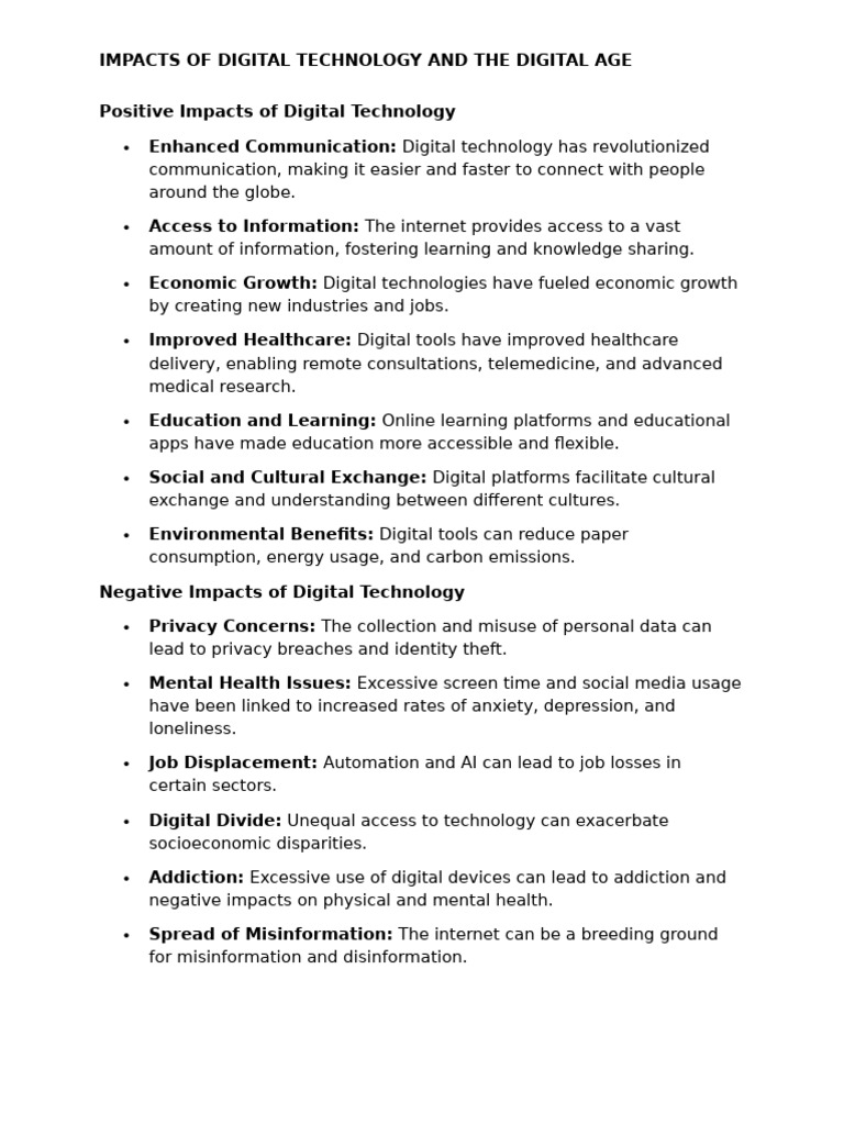 John Rayver Tagala Positive and Negative Impacts of Digital Technology ...