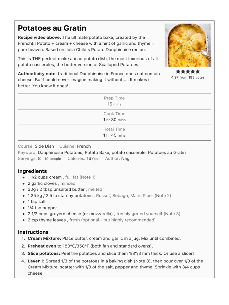Ultimate Potatoes au Gratin Recipe | PDF | Cooking | Western Cuisine