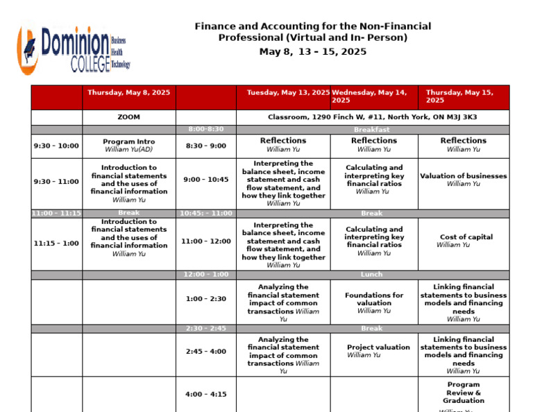 Finance and Accounting Program | PDF | Valuation (Finance) | Accounting